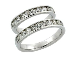 10k White Gold 2 Piece His (4mm) & Hers (4mm) Diamond Wedding Ring Band Set w/ 1.62 Carat Brilliant Cut Diamonds; (Ladies Size 5 to10; Men's Size 8 to 12.5)