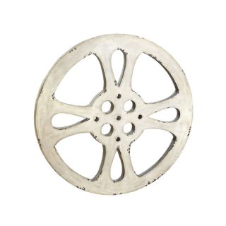 Hollywood Vintage 42 inch Antiqued White Metal Film Reel Accent Decor