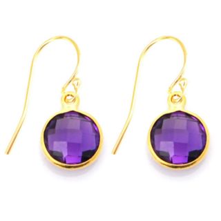 Alchemy Jewelry Gold Overlay Pear cut Purple Amethyst Drop Earrings