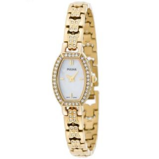 Pulsar Womens Crystal PEGC98 Yellow Gold Tone Stainless Steel and