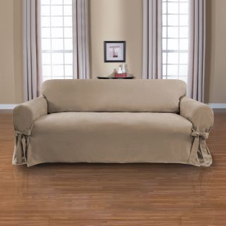Coverworks Sienna Suede 1 piece Relaxed Fit Sofa Slipcover with Ties