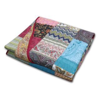 Greenland Home New Bohemian Quilted Patchwork Throw   Decorative Throws