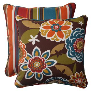 Pillow Perfect Westport Annie Reversible Square Throw Pillow   Set of 2   Outdoor Pillows