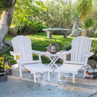 Pair of Coral Coast Big Daddy Adirondack Chairs with Pull Out Ottoman and Drink Holder and FREE Side Table   Whitewash Stained   Adirondack Chairs