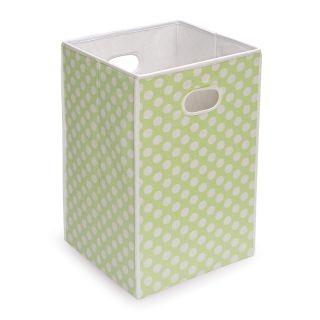 Badger Basket Folding Hamper/Storage Bin   Sage with White Polka Dots   Laundry Hampers