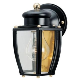Westinghouse 1 Light Matte Black Steel Exterior Wall Lantern with Clear Curved Glass Panels 6696100