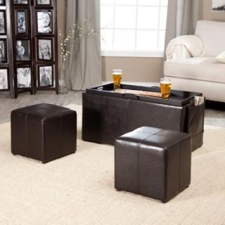 Hartley Coffee Table Storage Ottoman with Tray   Side Ottomans & Side Pocket