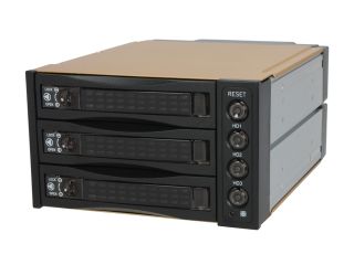 Athena Power BP SAC2131B 3.5" HDD Hot Swap Backplane Module Converts 2 X 5.25" to 3 X 3.5" SATA/SAS 6Gb/s HDD   Aluminum Cage & Tray w/ Reset & HDD PWR Buttons, 80mm Fan & LED Indicators