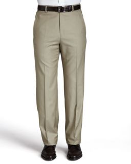 Zanella Parker Flat Front Super 150s Trousers, Taupe