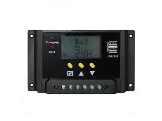 20A Solar Power Panel Battery Charge Controller 12V 24V LCD Solar Charge Regulator with PWM Type of Charging & Dual USB Ports