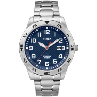 Timex Mens TW2P61500 Blue Dial Stainless Steel Expansion Band Watch