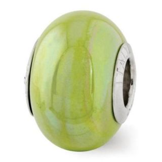Sterling Silver Reflections Green Ceramic Bead