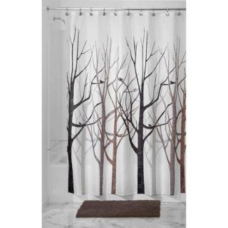 InterDesign Forest Fabric Shower Curtain, 72" x 72", Black/Gray