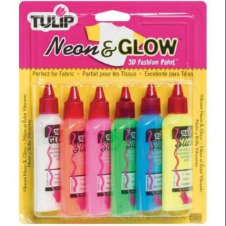 Tulip 3D Fashion Paint 1 1/4 Ounces 6/Pkg Neon & Glow