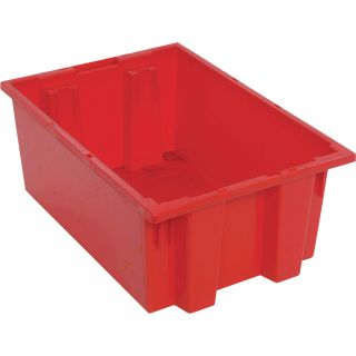 Quantum Storage Stack and Nest Tote Bin — 19 1/2in. x 13 1/2in. x 8in. Size, Red, Carton of 6  Totes