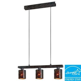 Eglo Troya 3 Light Antique Brown Hanging Island Light with Mosaic Glass Shade 20964A