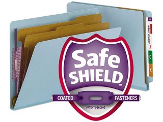 Smead 26781 Pressboard End Tab Classification Folders, Letter, Six Section, Blue, 10/Box