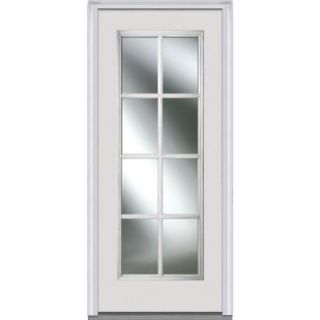 Milliken Millwork 34 in. x 80 in. Simulated Divided Lite Clear Glass Full Lite Primed White Majestic Steel Prehung Front Door Z000846L