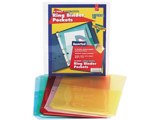 Cardinal 84007 Ring Binder Poly Pockets, 8 1/2 x 11, Assorted Colors, 5 Pockets/Pack