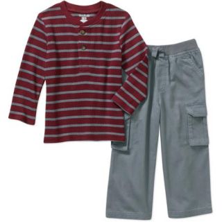 Garanimals Baby Toddler Boy Striped Thermal Henley & Cargo Pants Outift Set