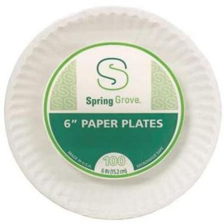 SPRING GROVE 421278 Disposable Plate,White,6 In,PK 1000