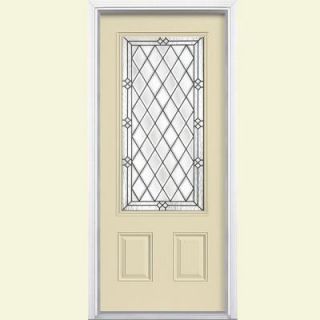 Masonite 36 in. x 80 in. Halifax Three Quarter Rectangle Painted Smooth Fiberglass Prehung Front Door with Brickmold 45289