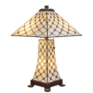 Amora Lighting Tiffany Style Jeweled Mission 3 light Table Lamp