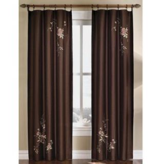Curtainworks Chocolate Asia Faux Silk Rod Pocket Curtain   44 in. W x 95 in. L 1Z46010ACT
