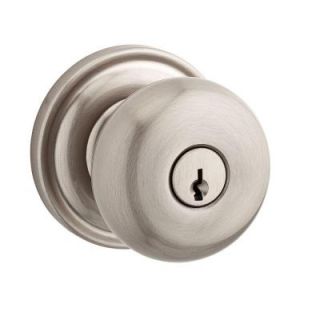 Baldwin Reserve Round Satin Nickel Entry Knob with Traditional Round Rose EN.ROU.TRR.150