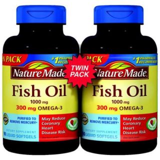 Nature Made Fish Oil Softgels, 1000mg, 90 count, (Pack of 2)