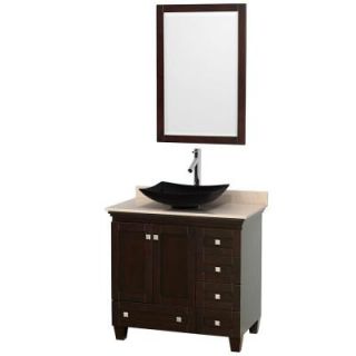 Wyndham Collection Acclaim 36 in. W Vanity in Espresso with Marble Vanity Top in Ivory, Black Granite Sink and Mirror WCV800036SESIVGS4M24