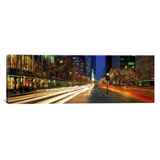 Panoramic Blurred Motion, Cars, Michigan Avenue, Christmas Lights