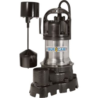 BurCam Stainless Steel/Cast Iron Submersible Sump/Effluent Pump — 4400 GPH, 1/2 HP, 1 1/4 and 1 1/2in., Model# 300526  Sump Pumps