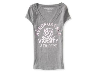 Aeropostale Womens Foil Varsity Graphic T Shirt 684 XS