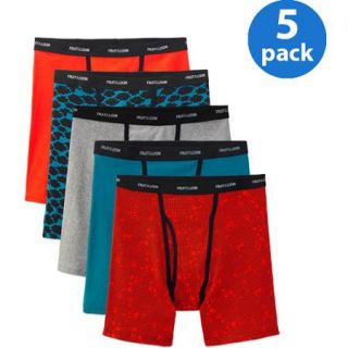 New Improved Fit Fruit of the Loom Men's 5 pack Ringer Style Boxer Briefs
