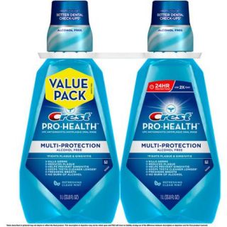 Crest Pro Health Multi Protection Refreshing Clean Mint Flavor Mouthwash, 33.8 fl oz, 2 count