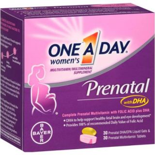 One A Day Women's Prenatal with DHA Multivitamin Tablets & Liquid Gels, 30 + 30 (30 DHA/EPA liquid gels and 30 multivitamin tablets)