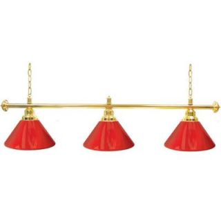 Trademark Global 60 in. Three Shade Red and Brass Hanging Billiard Lamp 4800G RED