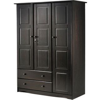 Palace Imports Grand Solid Wood 3 door Wardrobe with Lock  