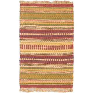 Ecarpet Gallery Palas Dark Gold, Dark Red Jute Stripe patterns Kilim