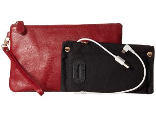 Mighty Purse Coated Cow Leather Charging Wristlet Wine Red