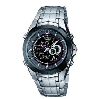 Casio Mens Black Face Ana Digi Watch   Silver (9.5)   EFA119BK 1AV