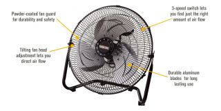 Ironton High-Velocity Floor Fan — 14in., 1/16 HP, 120 Volts, 2,550 CFM  Floor Fans