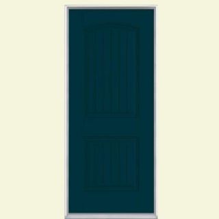 Masonite 32 in. x 80 in. Cheyenne 2 Panel Painted Smooth Fiberglass Prehung Front Door with No Brickmold 28831