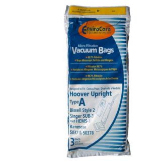Hoover Type A Vacuum Bags, 3 Pack, Also fits Bissell Style 2 and Singer SUB 3