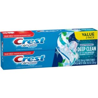 Crest Complete Whitening + Deep Clean Effervescent Mint Toothpaste, 5.8 oz, (Pack of 2)