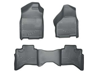 2009 2013 Dodge Ram 1500 Husky Liners GREY FRONT & 2ND SEAT FLOOR LINERS WEATHERBEATER SERIES (Fits Ram Quad Cab models with dual carpet hooks on driver/passenger side)