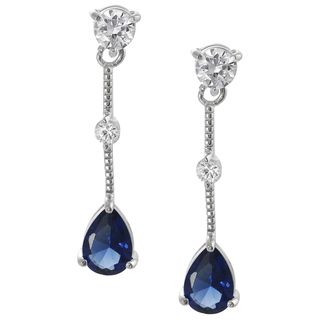 Tressa Sterling Silver Blue and White CZ Drop Earrings