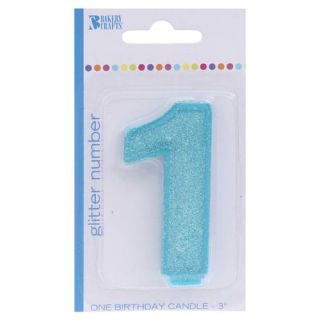 Bakery Crafts Glitter Number, 1 Birthday Candle, 3" Blue
