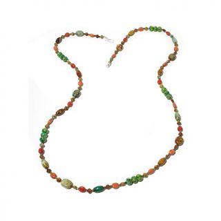 Jay King Orange Coral and Turquoise Sterling Silver 44 1/2" Beaded Necklace   7808249